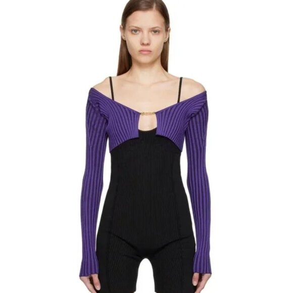 JACQUEMUS Purple Le Papier 'La Maille Pralù' Cropped Cardigan Emily In Paris - Picture 1 of 5